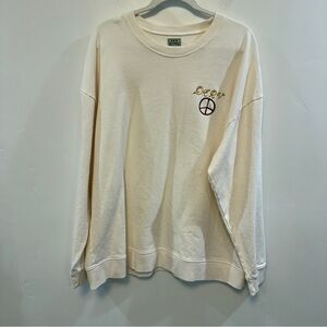 HEY GANG | cream boxy sweatshirt embroidered peace sign